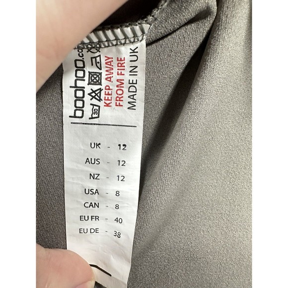 Boohoo Night Dress Women's Sz 8 Grey Cap Sleeves High Low Stretch‎ Fit & Flare - Picture 8 of 12